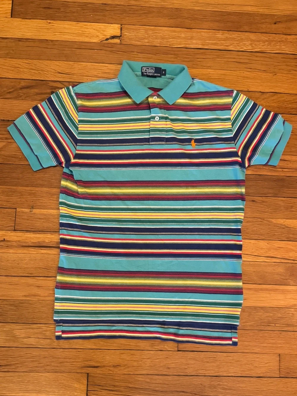 Classic Ralph Lauren Aqua Multi-Stripe Short-Sleeve Polo